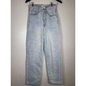 Princess Polly High Rise Franklin Denim Light Blue Wash Jeans With Button Fly